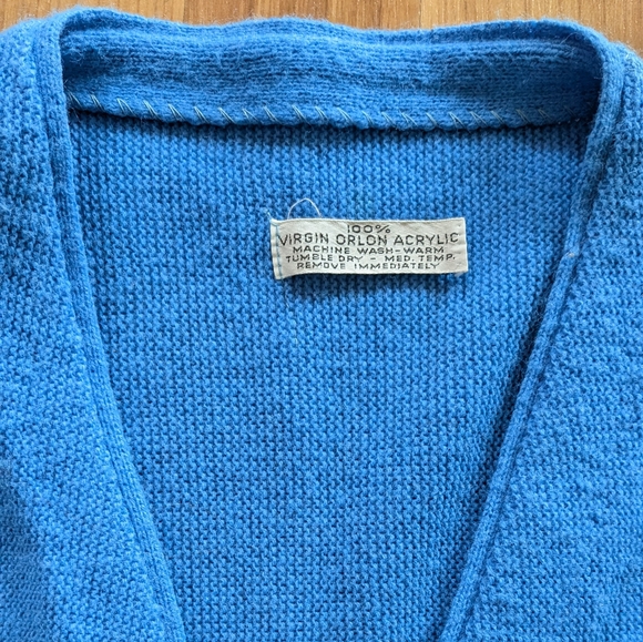 Mr. Rodgers style Acrylic Orlon Blue Cardigan - Picture 3 of 3